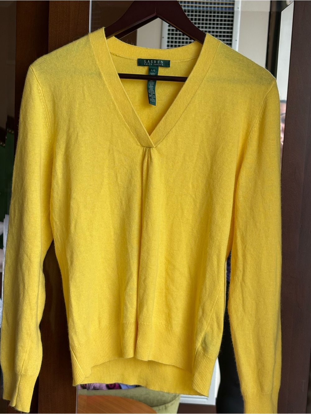 Ralph Lauren Women's V-Neck Sweater in Bright Yellow
